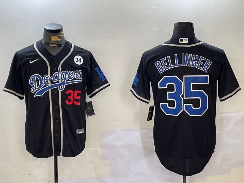 Men Los Angeles Dodgers #35 Bellinger Black Game 2024 Nike MLB Jersey style 11201